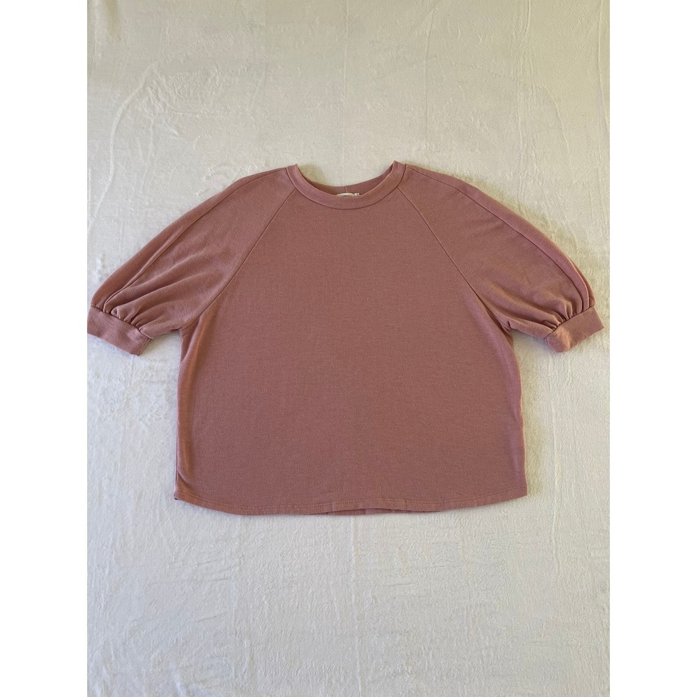 Cherish Womens Dusty Rose Pink Short Sleeve Raglan Puff Sweatshirt Top Large